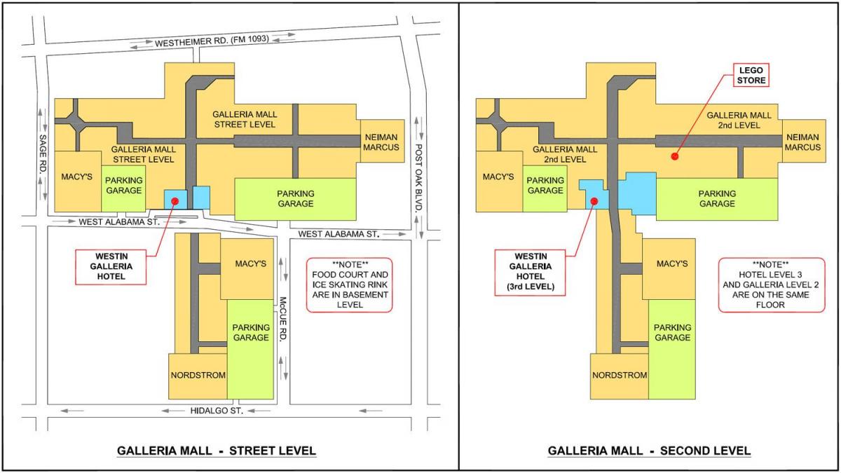 Houston Galleria Alışveriş Merkezi harita