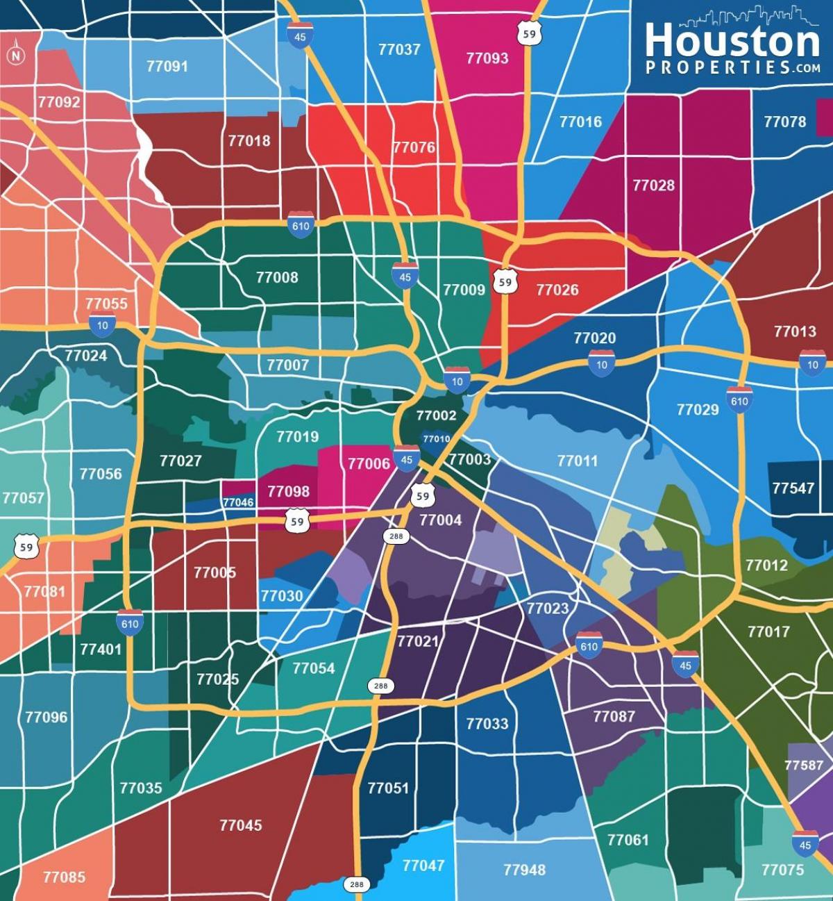 Houston haritası banliyölerinde
