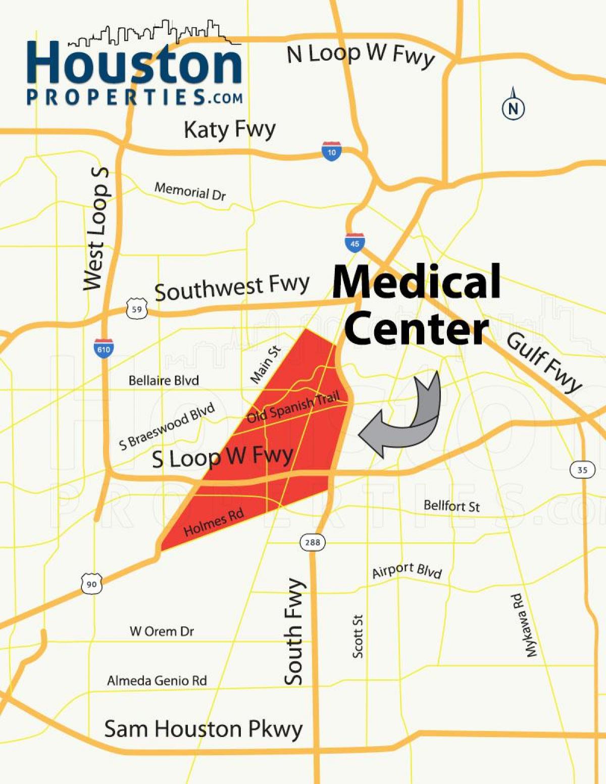 Houston haritası Tıp Merkezi
